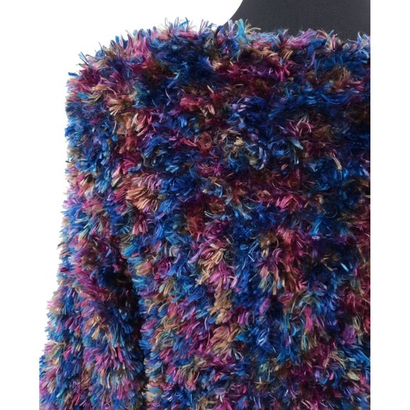 VTG 90s Cache Multicolor Fuzzy Eyelash Stretch Knit Pullover Sweater Size L - Picture 8 of 9
